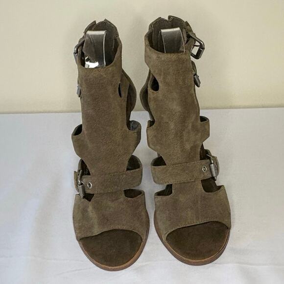 Mark Fisher Calinda Sandals Women's 8.5 | Olive Green | Suede Block Heel | NWOT - Picture 4 of 10
